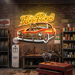 Fabolous Flamming Hotrod Car LED Neon Sign Light Pop Art