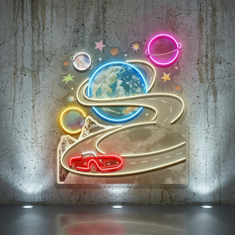 Fantastic Trip To The Moon Collapse Art LED Neon Sign Light Pop Art