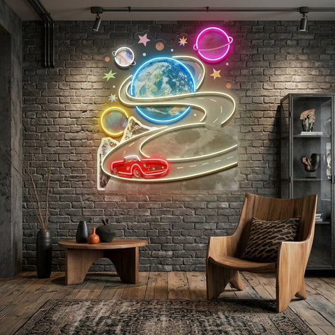 Fantastic Trip To The Moon Collapse Art LED Neon Sign Light Pop Art