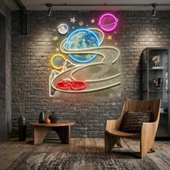Fantastic Trip To The Moon Collapse Art LED Neon Sign Light Pop Art
