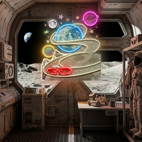 Fantastic Trip To The Moon Collapse Art LED Neon Sign Light Pop Art