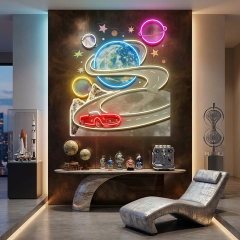 Fantastic Trip To The Moon Collapse Art LED Neon Sign Light Pop Art