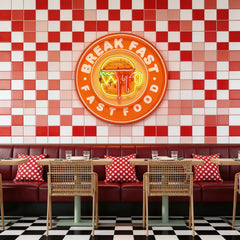 Fast Food Hamburger And Coffee Artwork Led Neon Sign Light