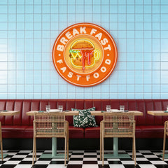 Fast Food Hamburger And Coffee Artwork Led Neon Sign Light