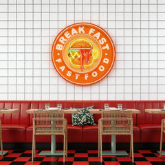 Fast Food Hamburger And Coffee Artwork Led Neon Sign Light