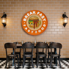 Fast Food Hamburger And Coffee Artwork Led Neon Sign Light