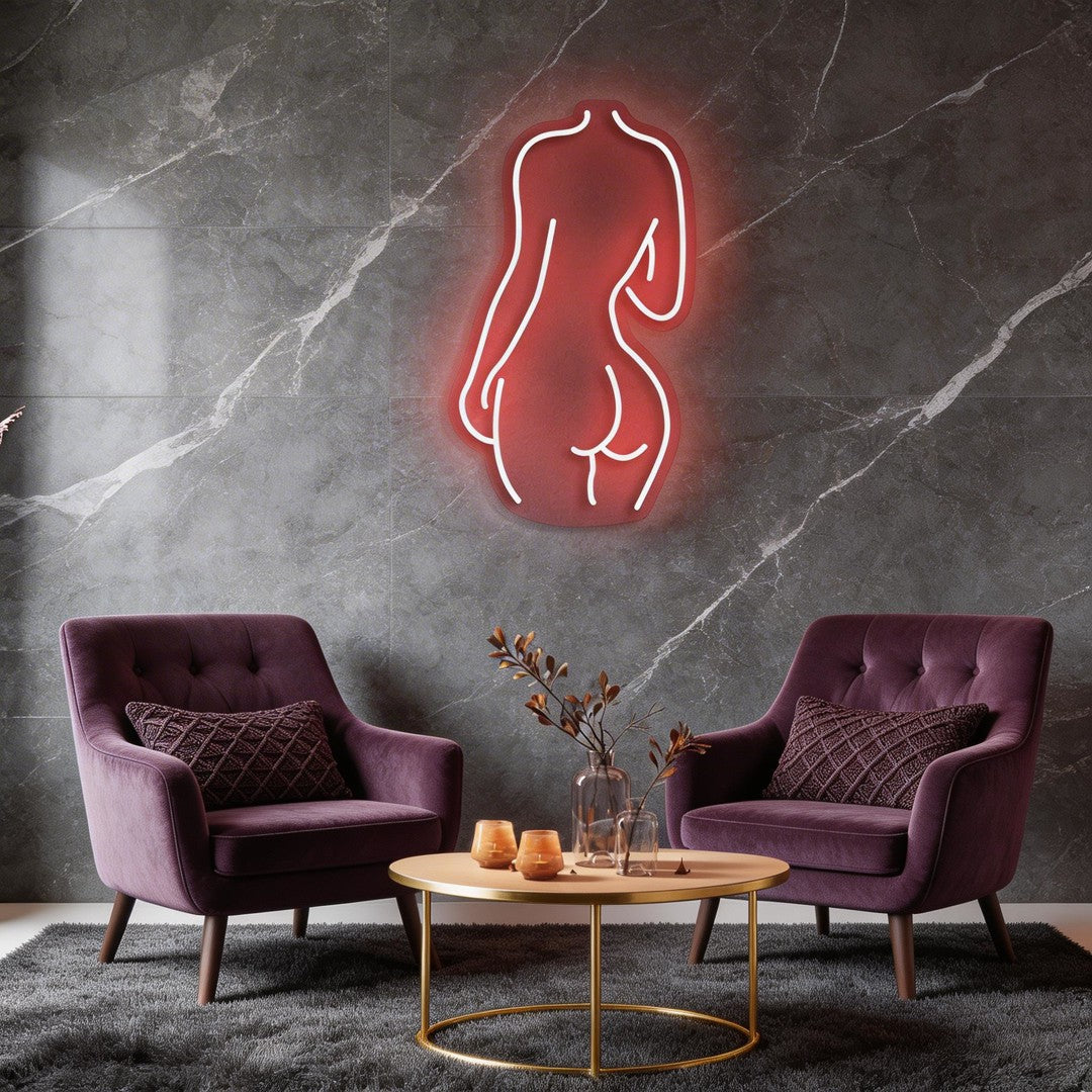 Female Back Silhouette Neon Sign