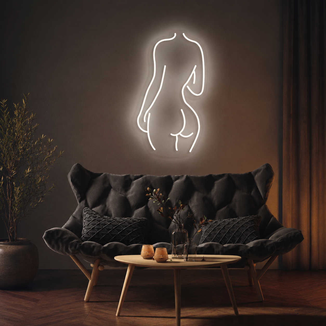 Female Back Silhouette Neon Sign