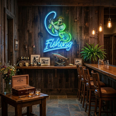 Ferocious Fisherman LED Neon Sign Light Pop Art