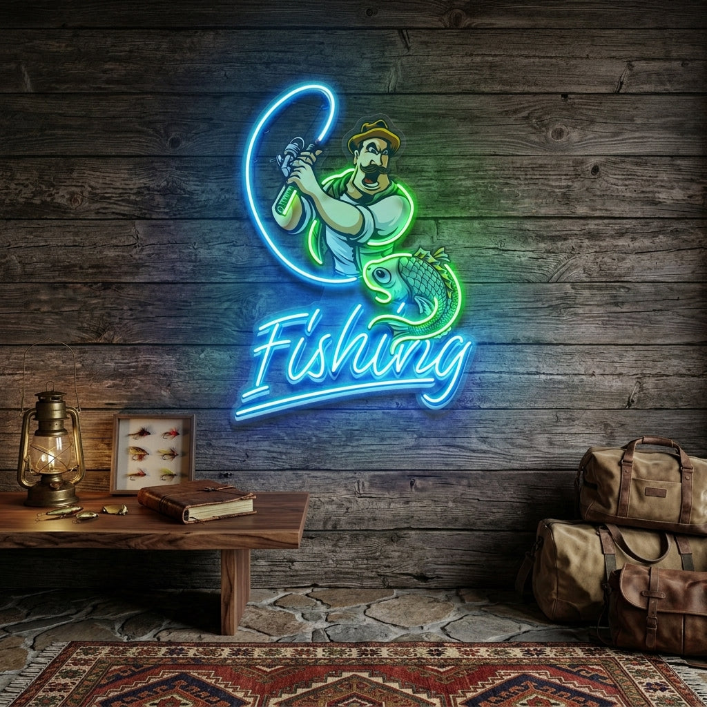 Ferocious Fisherman LED Neon Sign Light Pop Art