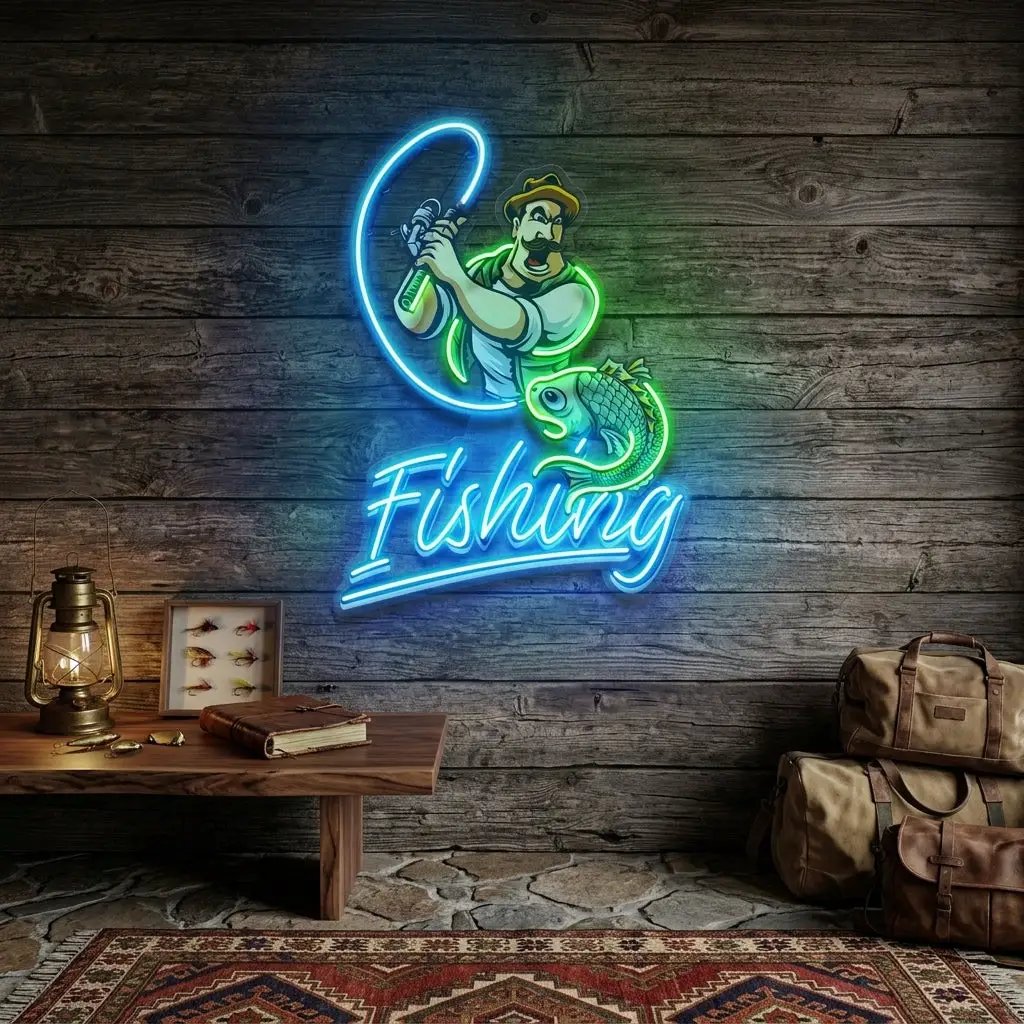 Ferocious Fisherman LED Neon Sign Light Pop Art