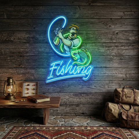 Ferocious Fisherman LED Neon Sign Light Pop Art
