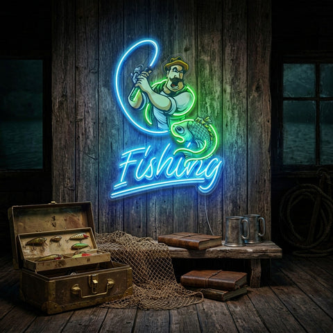 Ferocious Fisherman LED Neon Sign Light Pop Art