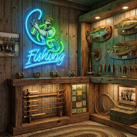 Ferocious Fisherman LED Neon Sign Light Pop Art