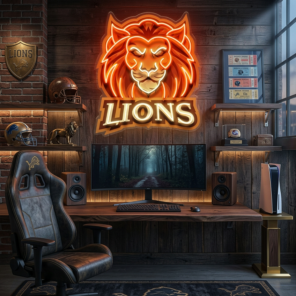 Ferocious Lions LED Neon Sign Light Pop Art
