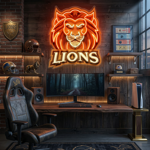 Ferocious Lions LED Neon Sign Light Pop Art