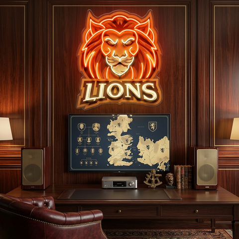 Ferocious Lions LED Neon Sign Light Pop Art