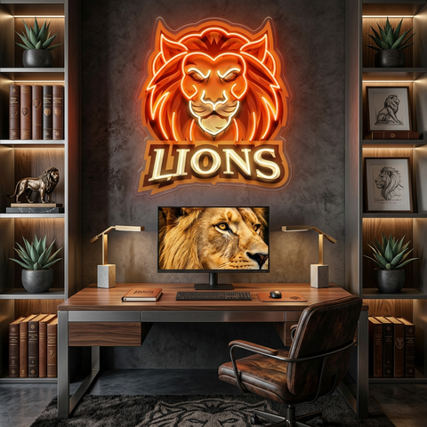 Ferocious Lions LED Neon Sign Light Pop Art
