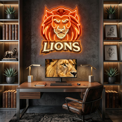 Ferocious Lions LED Neon Sign Light Pop Art