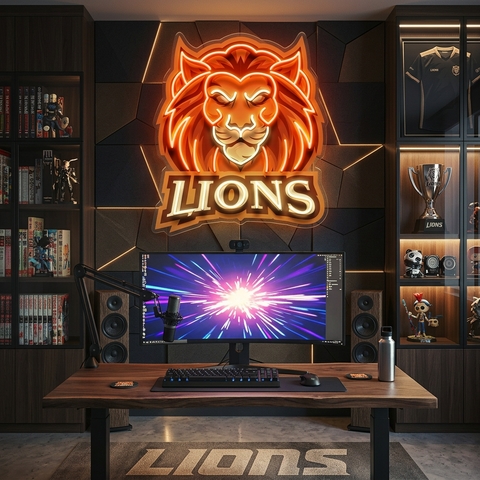 Ferocious Lions LED Neon Sign Light Pop Art
