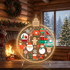 Festive LED Neon Sign with Christmas Icons and Holiday Motifs