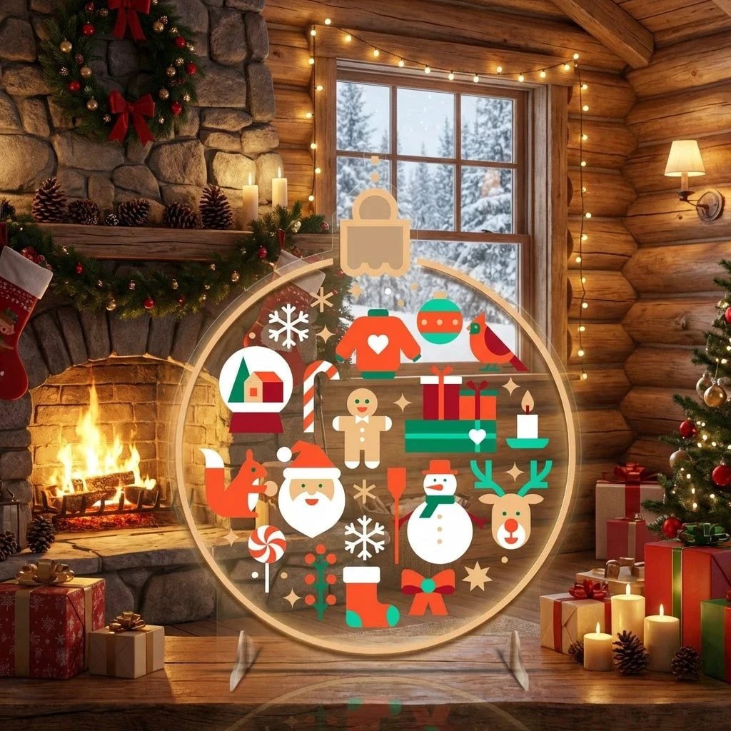 Festive LED Neon Sign with Christmas Icons and Holiday Motifs
