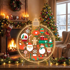Festive LED Neon Sign with Christmas Icons and Holiday Motifs