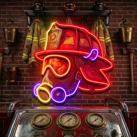 Fire Safety Helmet LED Neon Sign Light Pop Art