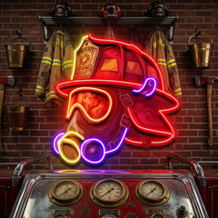 Fire Safety Helmet LED Neon Sign Light Pop Art
