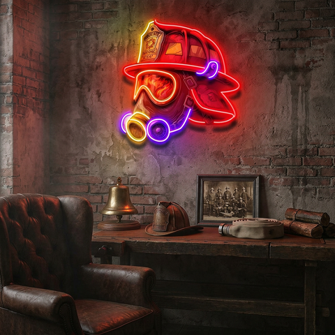 Fire Safety Helmet LED Neon Sign Light Pop Art