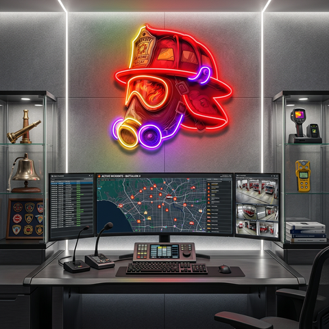 Fire Safety Helmet LED Neon Sign Light Pop Art