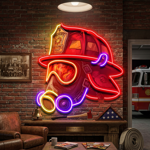 Fire Safety Helmet LED Neon Sign Light Pop Art