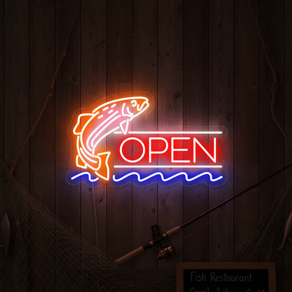Fish Open Neon Sign Led Shop Decor Neon Sign