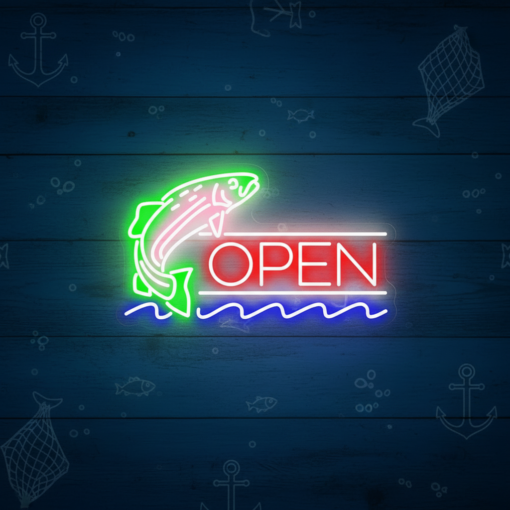 Fish Open Neon Sign Led Shop Decor Neon Sign