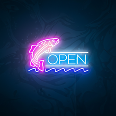 Fish Open Neon Sign Led Shop Decor Neon Sign