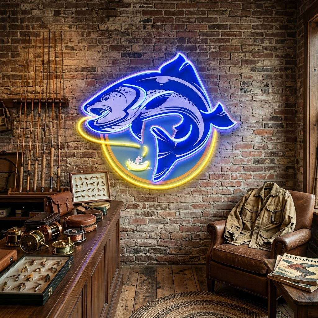 Fishermen Catch Fish LED Neon Sign Light Pop Art