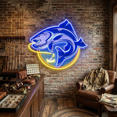 Fishermen Catch Fish LED Neon Sign Light Pop Art