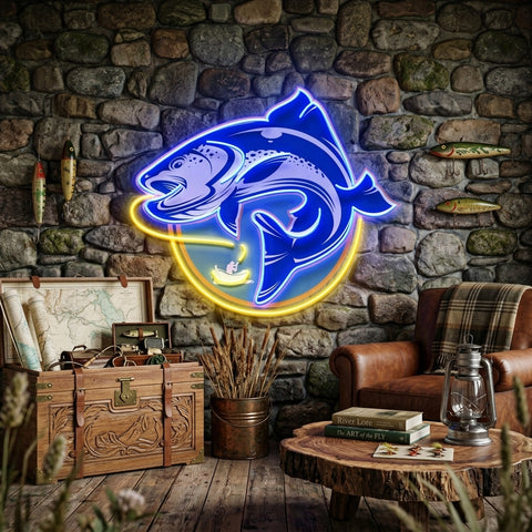 Fishermen Catch Fish LED Neon Sign Light Pop Art