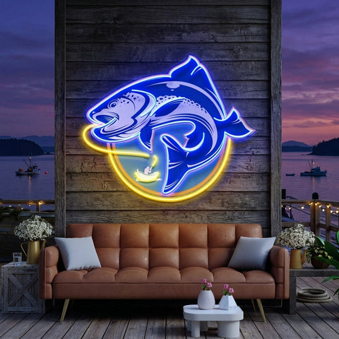 Fishermen Catch Fish LED Neon Sign Light Pop Art