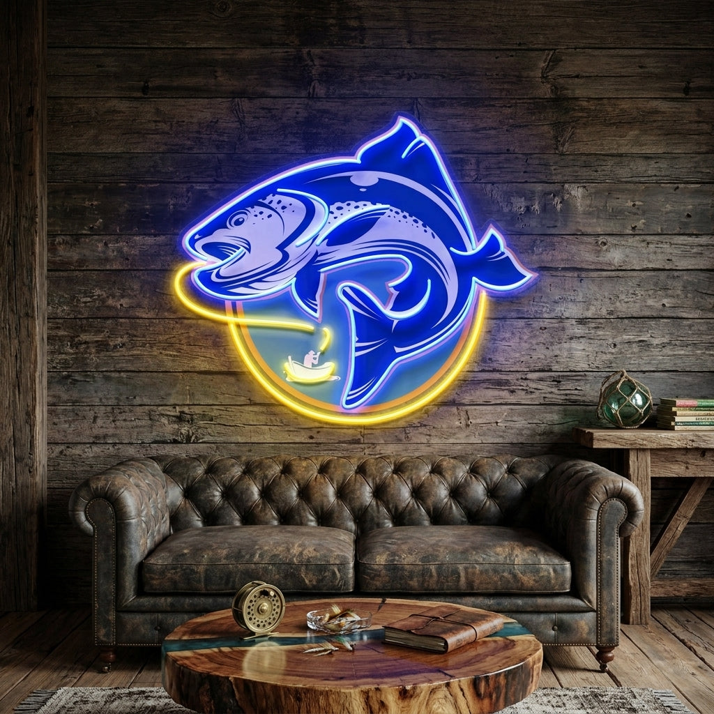 Fishermen Catch Fish LED Neon Sign Light Pop Art