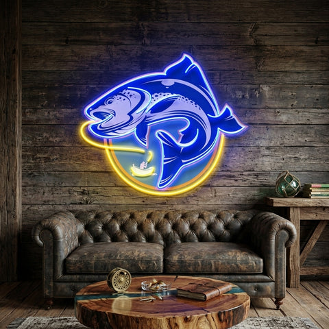 Fishermen Catch Fish LED Neon Sign Light Pop Art