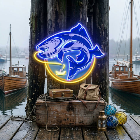 Fishermen Catch Fish LED Neon Sign Light Pop Art