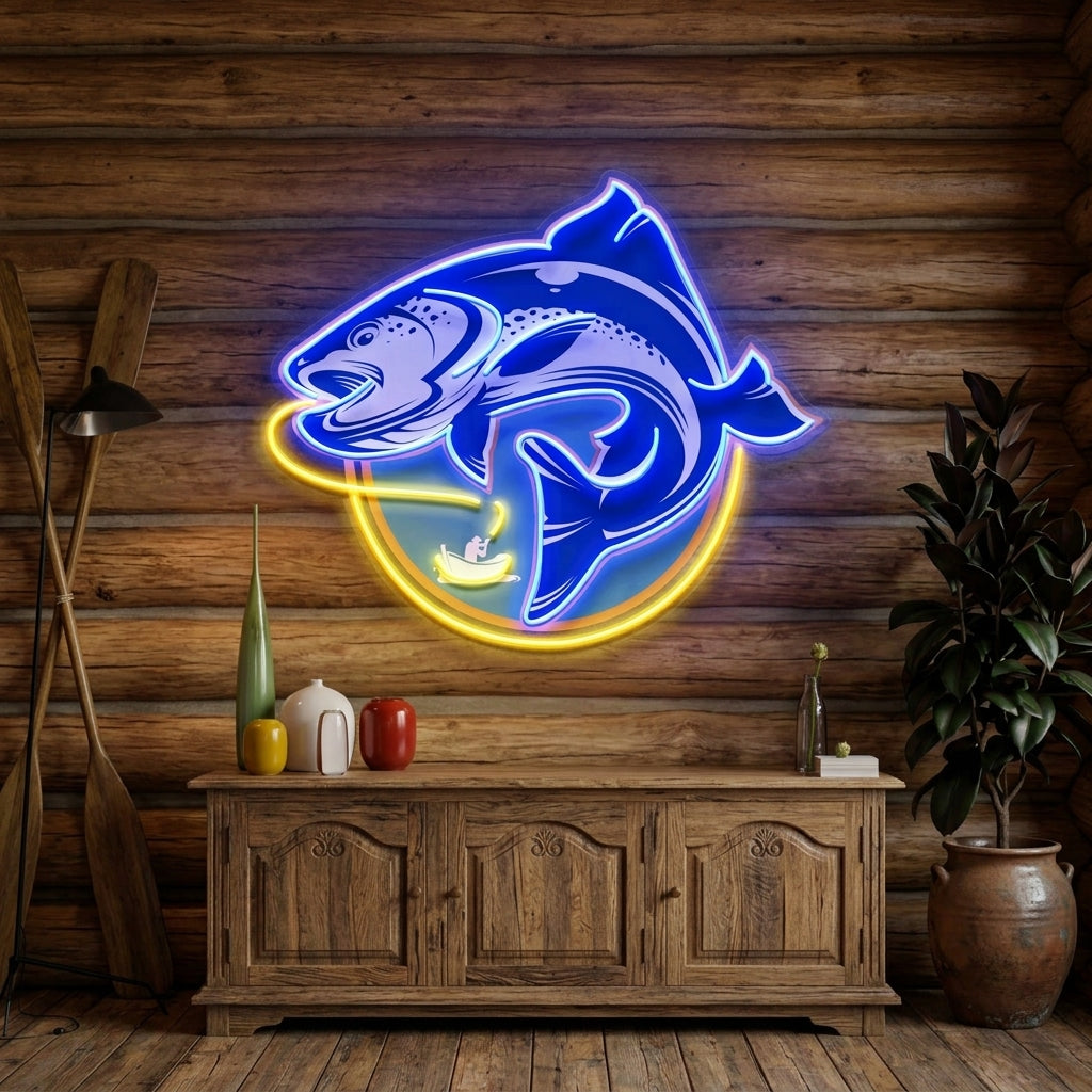 Fishermen Catch Fish LED Neon Sign Light Pop Art