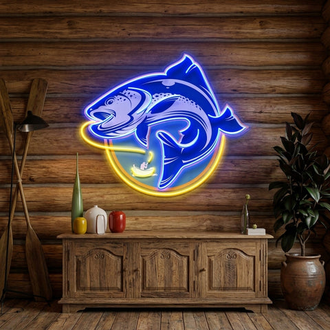 Fishermen Catch Fish LED Neon Sign Light Pop Art