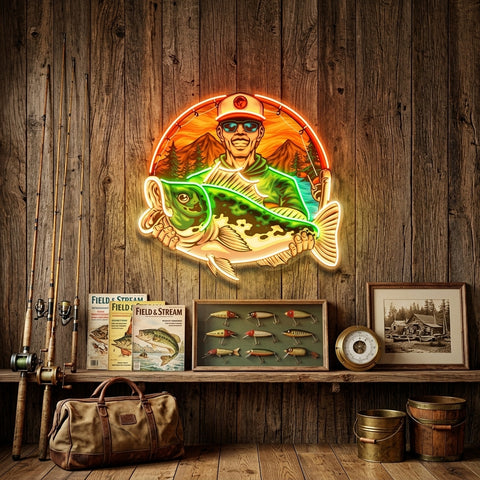 Fishermen Caught Big Fish LED Neon Sign Light Pop Art