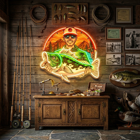 Fishermen Caught Big Fish LED Neon Sign Light Pop Art