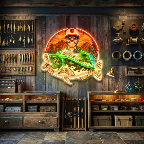 Fishermen Caught Big Fish LED Neon Sign Light Pop Art