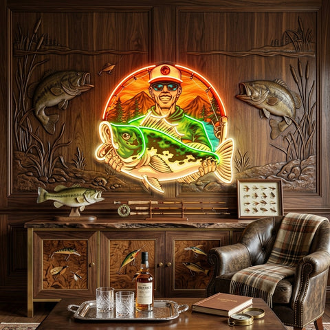 Fishermen Caught Big Fish LED Neon Sign Light Pop Art