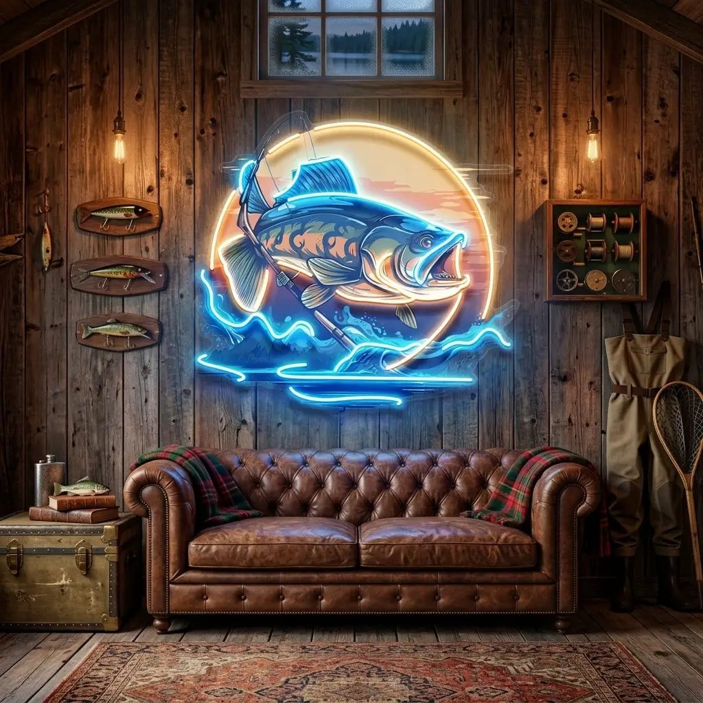 Fishing Cartoon LED Neon Sign Light Pop Art