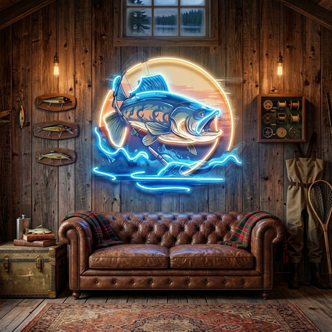 Fishing Cartoon LED Neon Sign Light Pop Art